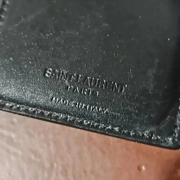 Saint Laurent Paris Credit Card Wallet Black Embossed Leather - Picture 6 of 12